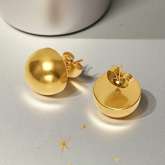 ๐ Minimalist Dome Stud Earrings 18K Gold Plated Stainless Steel Modern Style - Picture 12 of 12